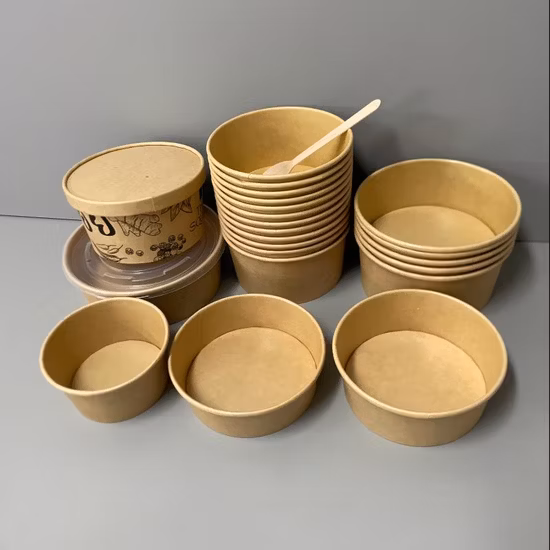 FDA/EU Feee Sample Round/Rectangle/Square Food Box Biodegradable Salad Paper Bowl