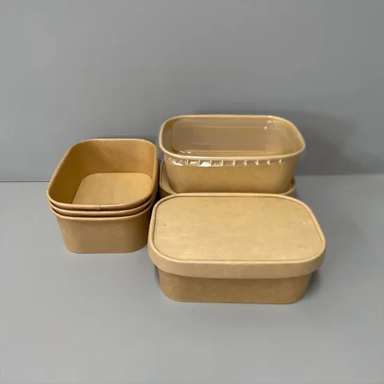 FDA/EU Feee Sample Round/Rectangle/Square Food Box Biodegradable Salad Paper Bowl