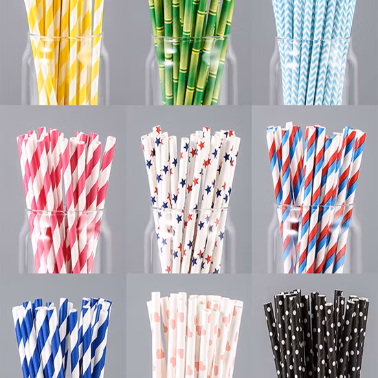 Canudos bebendo descartáveis ​​de papel compostáveis ​​Canudos bebendo de papel envolvidos individualmente