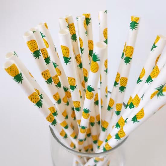 Esplêndido, durável, compostável, multicolorido, abacaxi, saco opp, canudos de papel para festa em restaurante (1 caixa = 10000 peças)